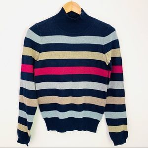 Maison Jules Metallic Stripe Knit Sweater Top